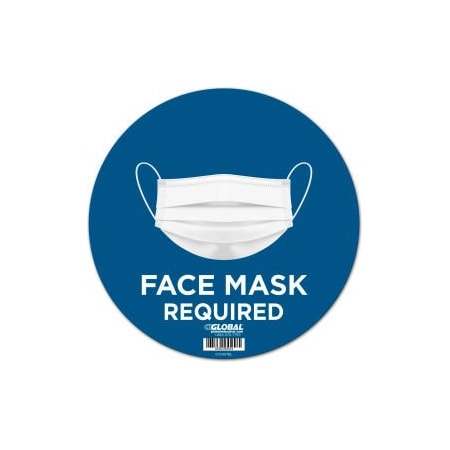 The Magnet Group GEC, 12 Round Face Mask Required Wall Sign, Blue, Adhesive CP005811